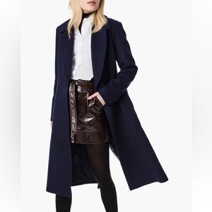 Nordstrom Bernardo Belted Wool-blend Full
Longline Coat NWT Navy Blue XS
